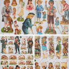 Decoupage Victorian Sailor Suit Children Piggy Pig Paper Scraps Scrapbook Scraps