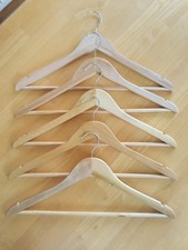 5 x Wooden Coat Hangers with Trouser Bar