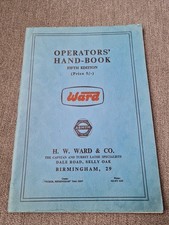 H.W Ward &Co Operators Manual For Capstan Lathe & Turret Lathe.