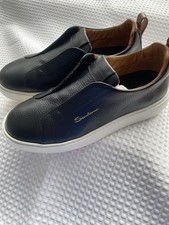 Santoni Mens Dark Brown Slip On Trainers Size 6.5
