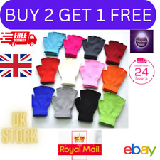 Fingerless Winter Gloves Thermal Knitted Warm Mittens Mens Womens Half Finger UK