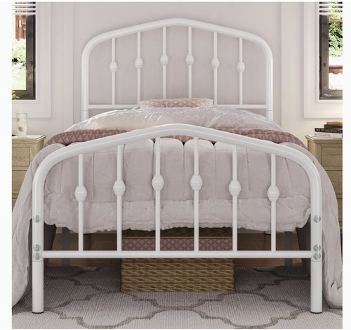 White metal single size - white, bed