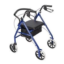 New Folding Rollator Disablity Aid Mobility Walker 4 Wheels with Seat Black&Blue