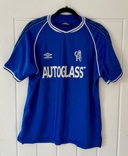 Authentic 1999/01 Chelsea Home Shirt Vintage Umbro Autoglass Kit Rare