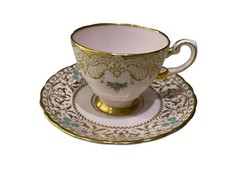 Vintage Tuscan China Pale Pink Gold Pedestal Cup and Saucer