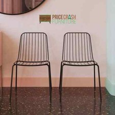 Pair of Caden Wire Industrial Style Dining Chairs in Black by Dorel