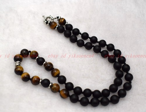 Mens beads necklace - beads, black