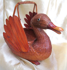 Vintage Wicker Duck Basket