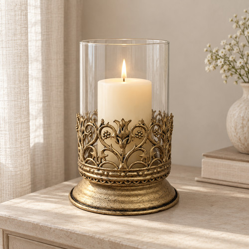 Metal gold thistle pillar - thistle,