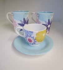 Portmeirion Crazy Daisy Espresso Cup & Saucer & 2 Small Coffee Mugs.