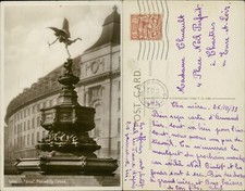 London Eros Piccadilly Circus RP Real Photo GB 1933 Cancel 
