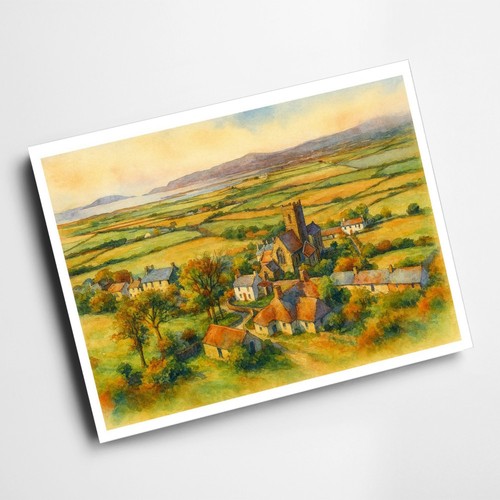 Print village looking - village,