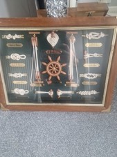 Framed Rope Knot  Display  Nautical Theme Ships Wheel