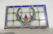 Antique Stained Glass Window Panel Leaded Old Vintage Victorian 23"x13"