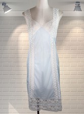 Vintage Beautiful Blue Nylon & Lace Nightie - Nailon - UK 16