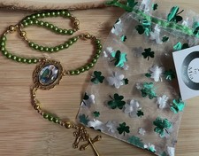 Green, Gold handmade rosary