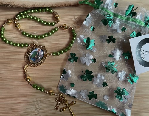 Green gold handmade rosary - green,,