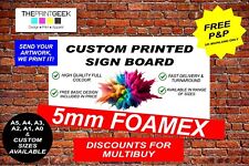 Foamex Sign Board 5mm Printed Full Colour Rigid Plastic Board CUSTOM PRINTED