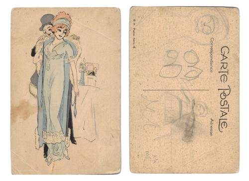 Vintage postcard art deco - postcard,