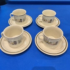 Royal Doulton Harvest Garland Lambethware Set Of 4 Tea/coffee Cups And Saucers