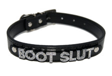 BOOT SL*T Shoe Foot Heels Fetish Bondage Collar Sub Submissive Black Smooth UK