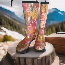 Kamik Rain Boots Wellies Dreamland Flowers Waterproof Slipproof Wmns Sz 6 New 