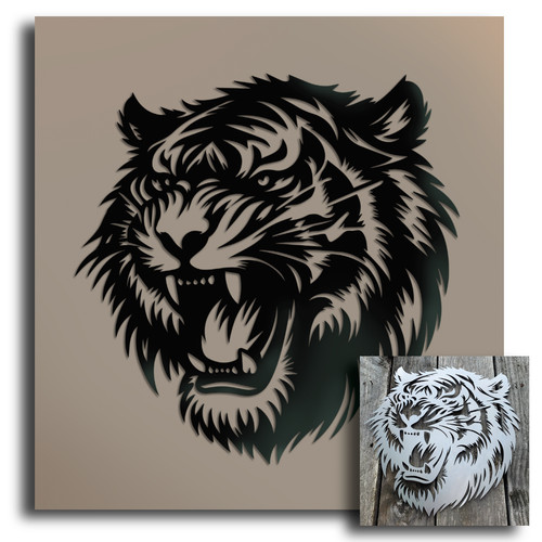 Tiger wall art - mild, steel