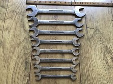 8 Vintage Bedford Whitworth Spanners 3/4”W to 1/8"W. No 4