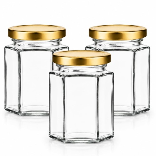 190ml hexagonal glass jam - glass, jars