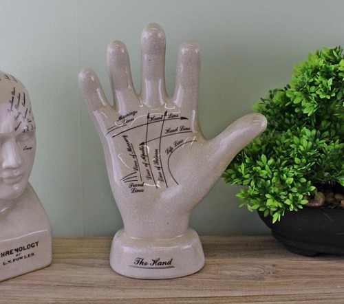 Ceramic palmistry hand 24cm - ceramic,