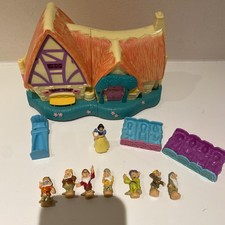 Vintage Disney Polly Pocket Snow White Cottage With Figures & Furniture  