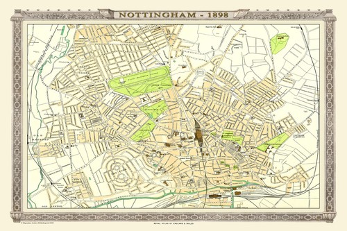 Old map nottingham 1898 - nottingham,