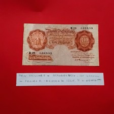 TEN SHILLING NOTE OCT.1934.(1st SERIES).BRITANNIA SERIES "A". ( FIRST VERSION)