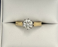 Lovely Vintage 18ct  Gold, & Diamond Solitaire Ring.  Size L.   0.75 Carats.