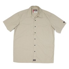 DICKIES Mens Beige Workwear Cotton Blend Shirt L Durable Practical Short Sleeve