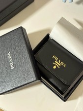 PRADA New Authentic Small Saffiano Leather Wallet Women Black RRP £580