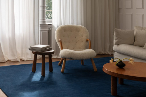 Solid deep blue wool tufted - solid,