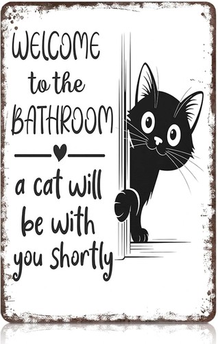 Vintage black white cat - black, &