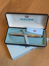 Aurora E37 Chromed Ballpoint Pen With Gold Plated Trim In Box Minimal Use