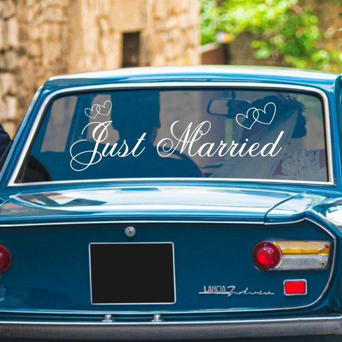 Just married car sticker - just,