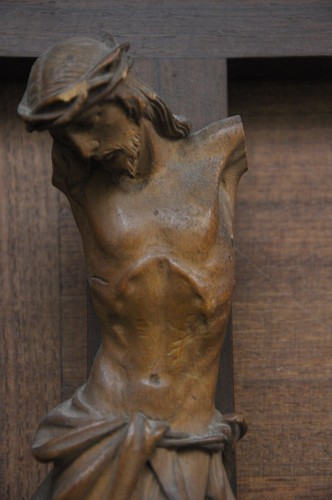 Antique wooden crucifix carved - antique,