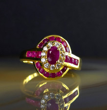Ring Silver 925 Ruby Red Topaz Gold 20.0 mm Designer - Extravagant