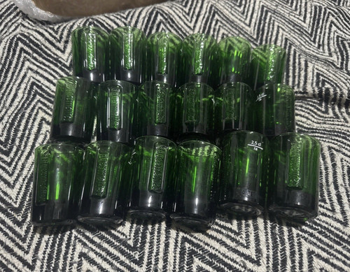 Green glass shot glasses - glass,