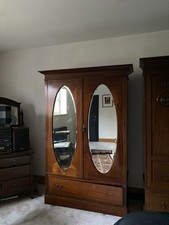 Solid Mahogany Double Door Wardrobe Double Mirrored