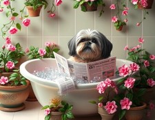 Lhasa Apso in Bath Metal Sign, Lhasa Apso Plaque, Lhasa Apso sign