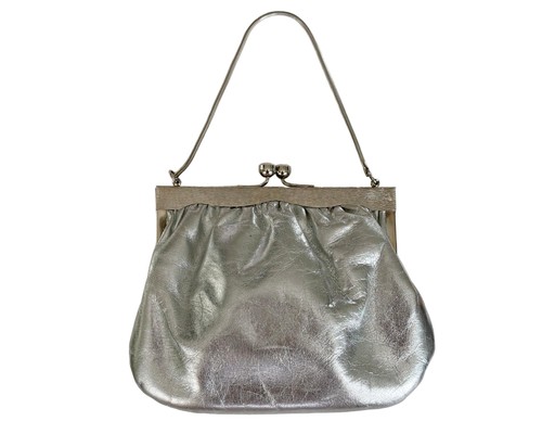 Vintage silver leather evening - leather,