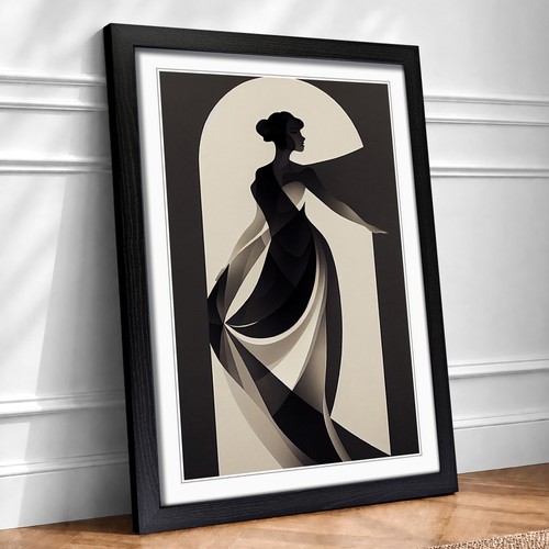 Art deco woman portrait framed - woman,