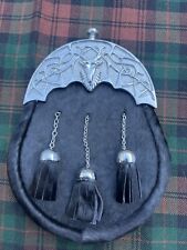Full Dress Kilt Sporran Black Bovine Stag Head Cantle Chrome/Kilt Sporrans
