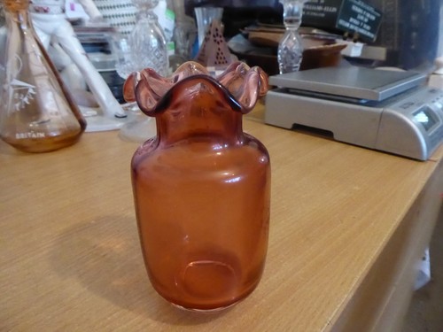 Cranberry glass vase - glass,