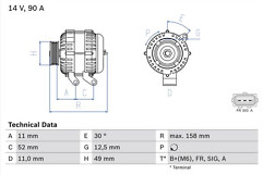 Bosch 0986049121 alternator - 0986049121,